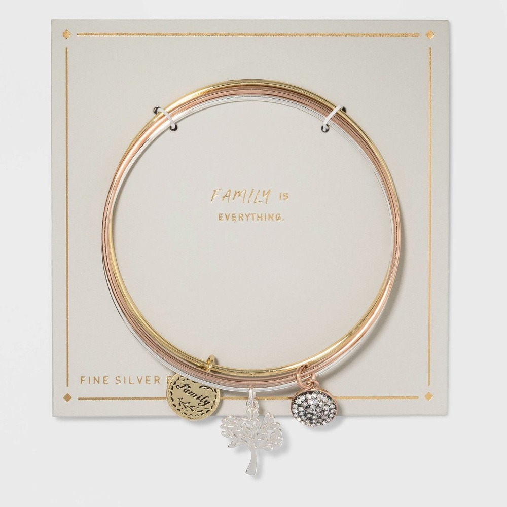 Silver plated Tri color bangle bracelet